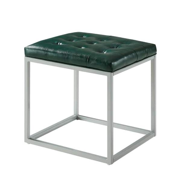 HomeRoots Green Faux leather Square Cube 18 in. L x 18 in. W x 18 in. H Ottoman