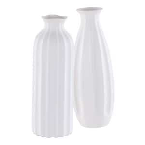 Ilsa 9.5 in. Glazing White Decorative Vase (Set of 2)