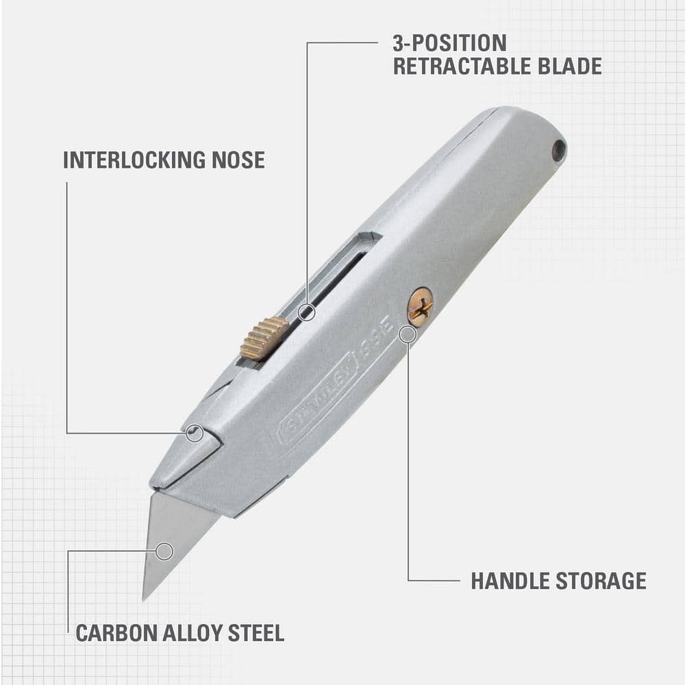 STANLEY BOSTITCH Classic 99 Utility Knife w/Retractable Blade Gray 10099