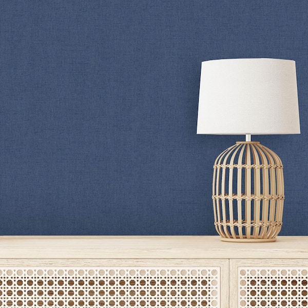 Faux Tweed Textile Texture Navy Blue Wallpaper Sample