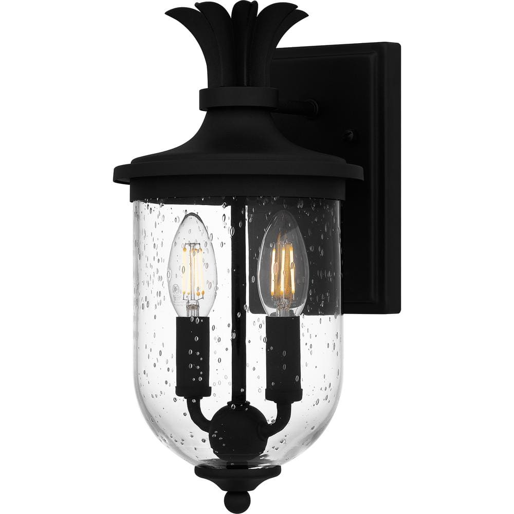 Quoizel Havana 13.5 in. Earth Black Hardwired Outdoor Wall Lantern Sconce  HVN8406EK - The Home Depot