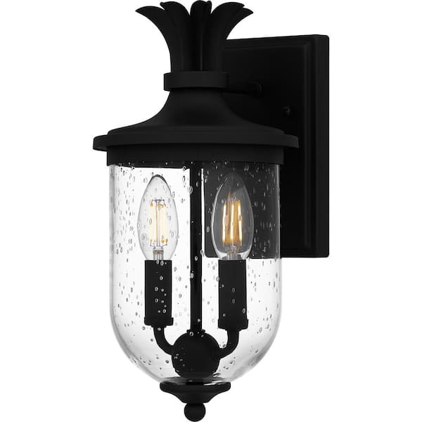 Quoizel Havana 13.5 in. Earth Black Hardwired Outdoor Wall Lantern Sconce