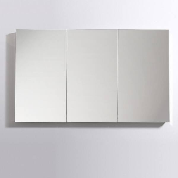 Fresca 59-in x 36-in Surface/Recessed Mount Mirror Mirrored Medicine Cabinet