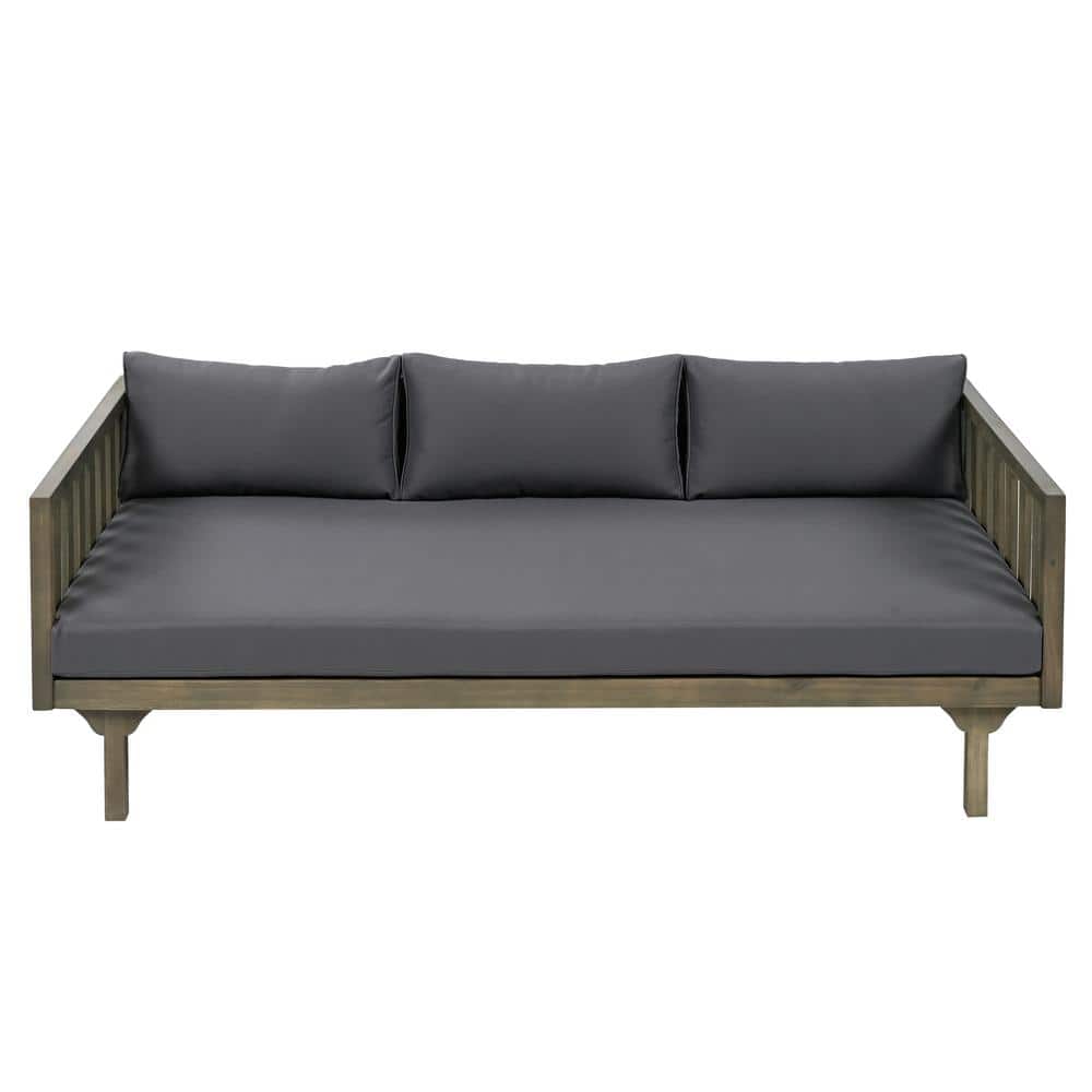 Acacia Wood Outdoor 3-seater Couch Bed for patio lawn backyard poolside wit
