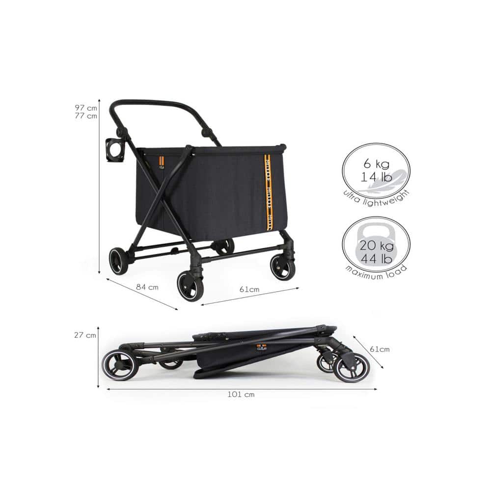 Black Foldable Metal Frame Shopping Cart with Swivel Wheels