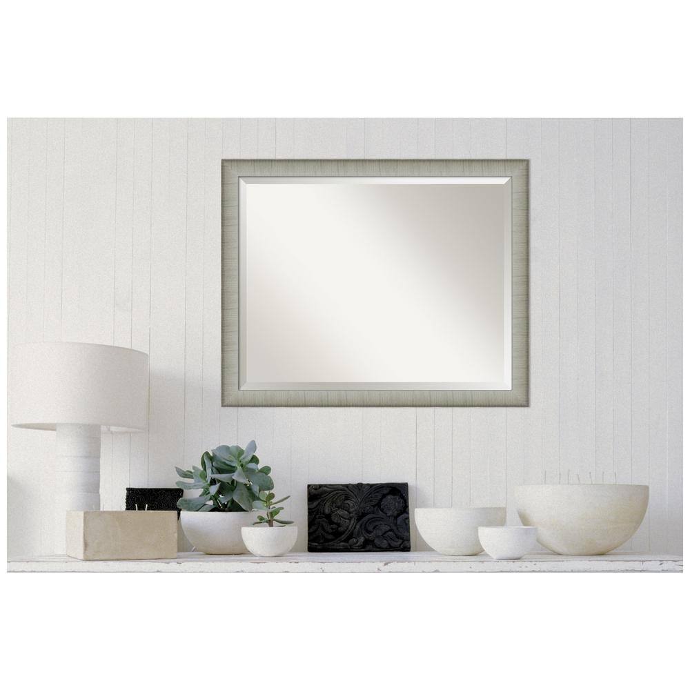 Elegant Brushed Pewter Rectangular Bathroom Vanity Wall Mirror