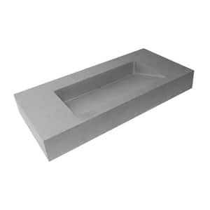 40 in . Rectangular Gray Concrete Vessel or Wall Mount Bathroom Sink