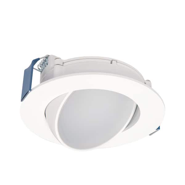 HALO HLA Series 4 in. Adjustable CCT Canless IC Rated Dimmable Indoor, Outdoor Integrated LED Recessed Light Gimbal Trim
