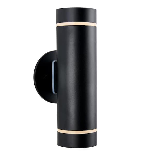 C7 Black Modern Outdoor Hardwired Garage and Porch-Light Cylinder Sconce