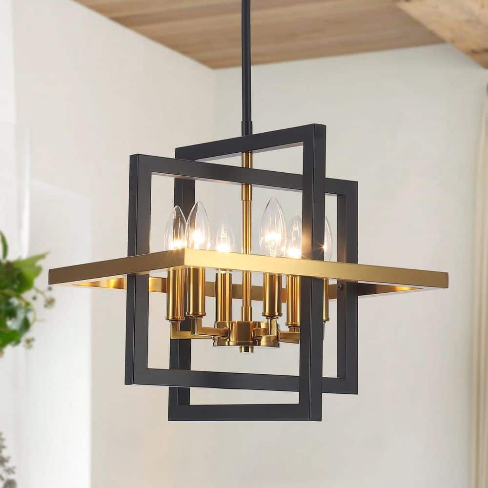 6-Light Gold Geometric Hanging Linear Candlestick Chandelier Lighting Fixture for Kitchen Island price history on PriceWatchPro