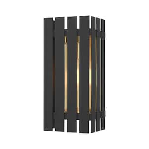 Greenwich 1 Light Black with Satin Brass Accents Outdoor Wall Sconce