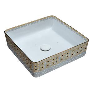 Byzantian Series Ceramic Vessel Sink in Mosaic Gold