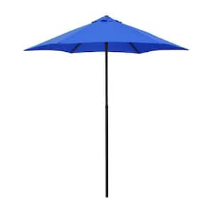 7.5 ft. Steel Market Patio Umbrella Push-Button Open and Tilt in Pacific Blue Polyester