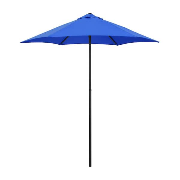 Astella 7.5 ft. Steel Market Patio Umbrella Push-Button Open and Tilt in Pacific Blue Polyester