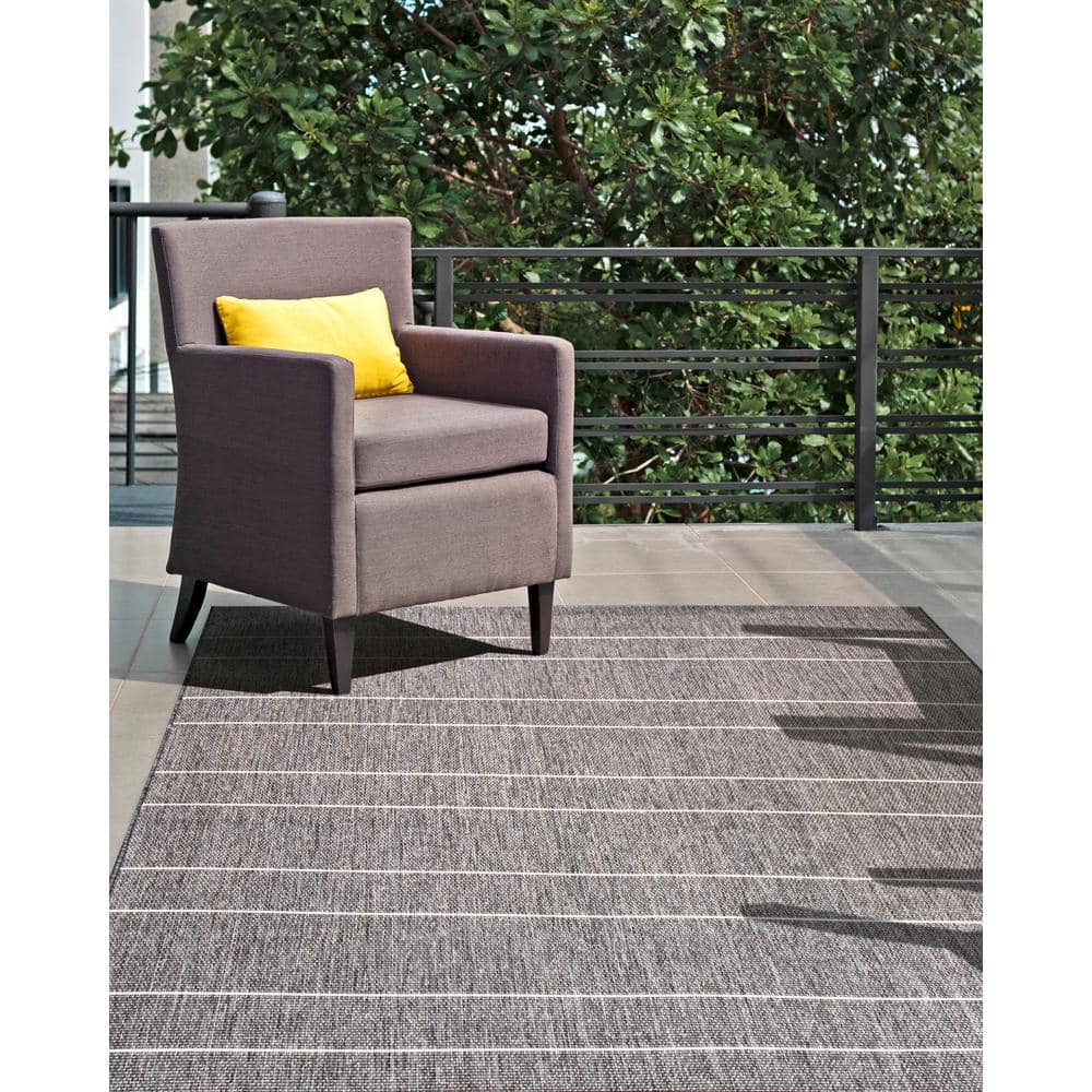 Gray Stripe Synthetic 52"x24" Easy Care Rectangular Rug