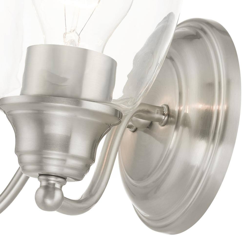 Montgomery Brushed Nickel 2-Light Vanity with Clear Hand-Blown Glass