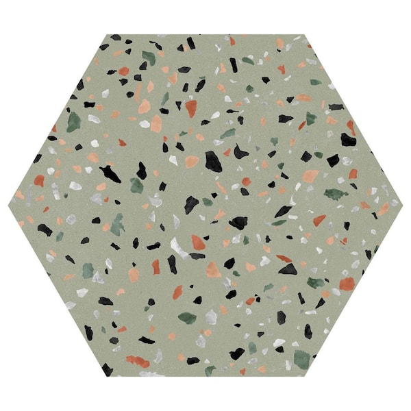 Kallisto Kapir 8 in. x 9 in. Hexagon Terrazzo look Matte Porcelain Floor and Wall Tile