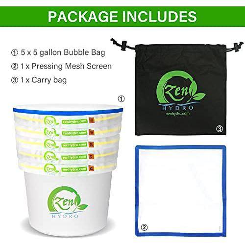 iPower 5 gal. Bubble Bag Herbal Hash Filter Bag with Free Storage Pouch & 25 Micron Pressing Screen (4-Pack)