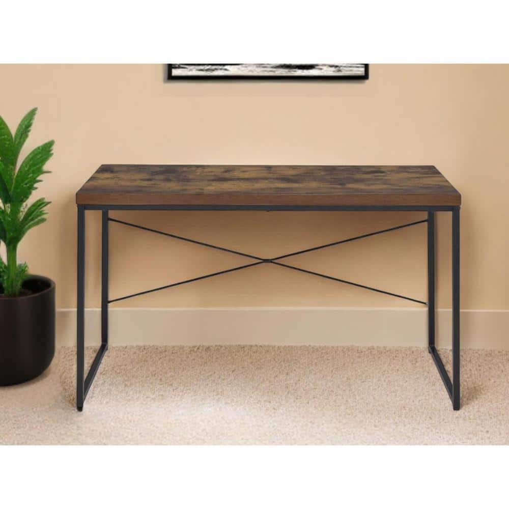 47.24 in. Rectangular Brown Metal 0-Drawer Computer Desks