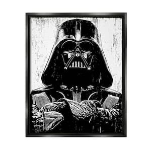 Star Wars Darth Vader Distressed Wood Etching by Neil Shigley Floater Frame Fantasy Wall Art Print 31 in. x 25 in.