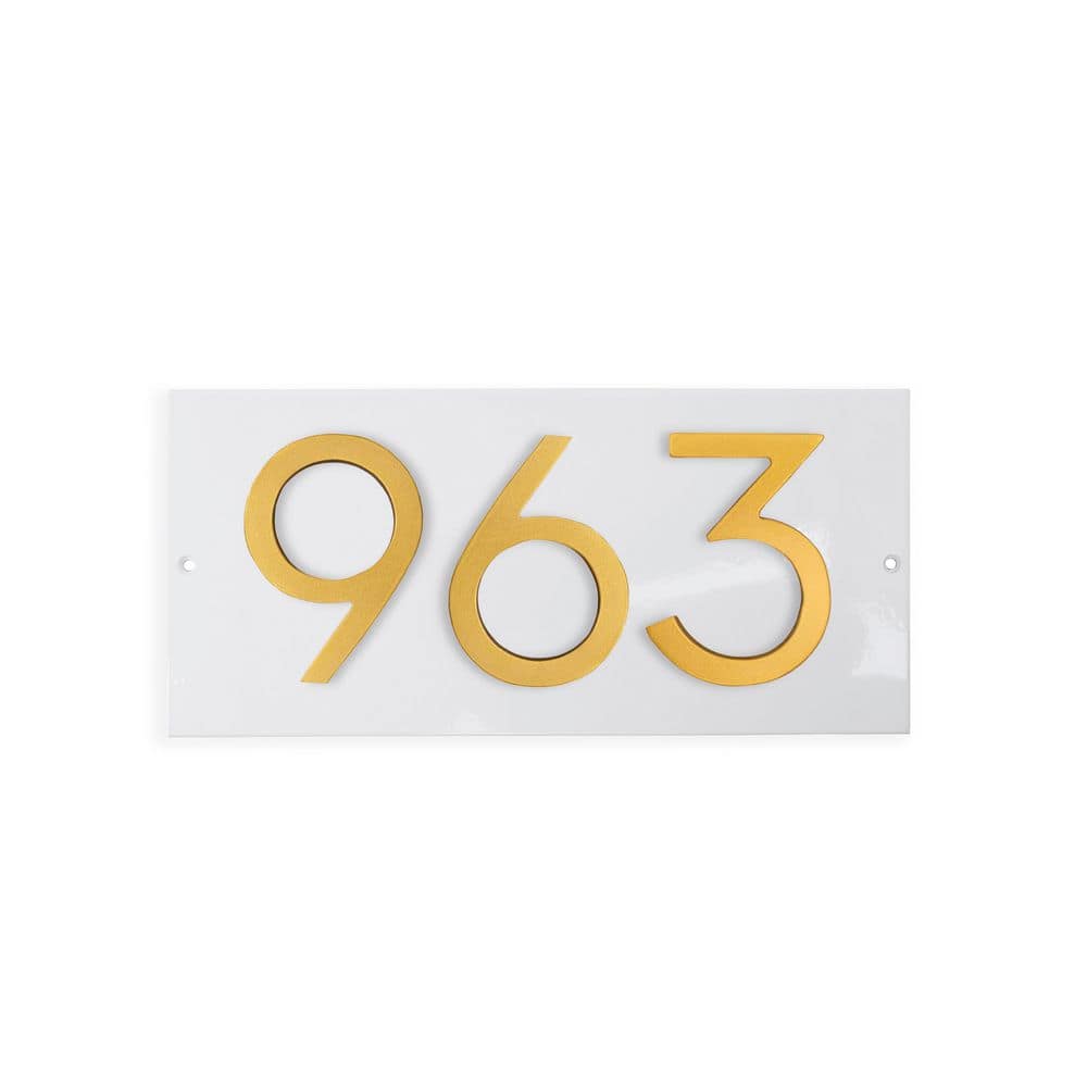 "Horizontal Floating Modern Address Plaque (4"" Numbers-3 Characters)-White/Gold" price history on PriceWatchPro
