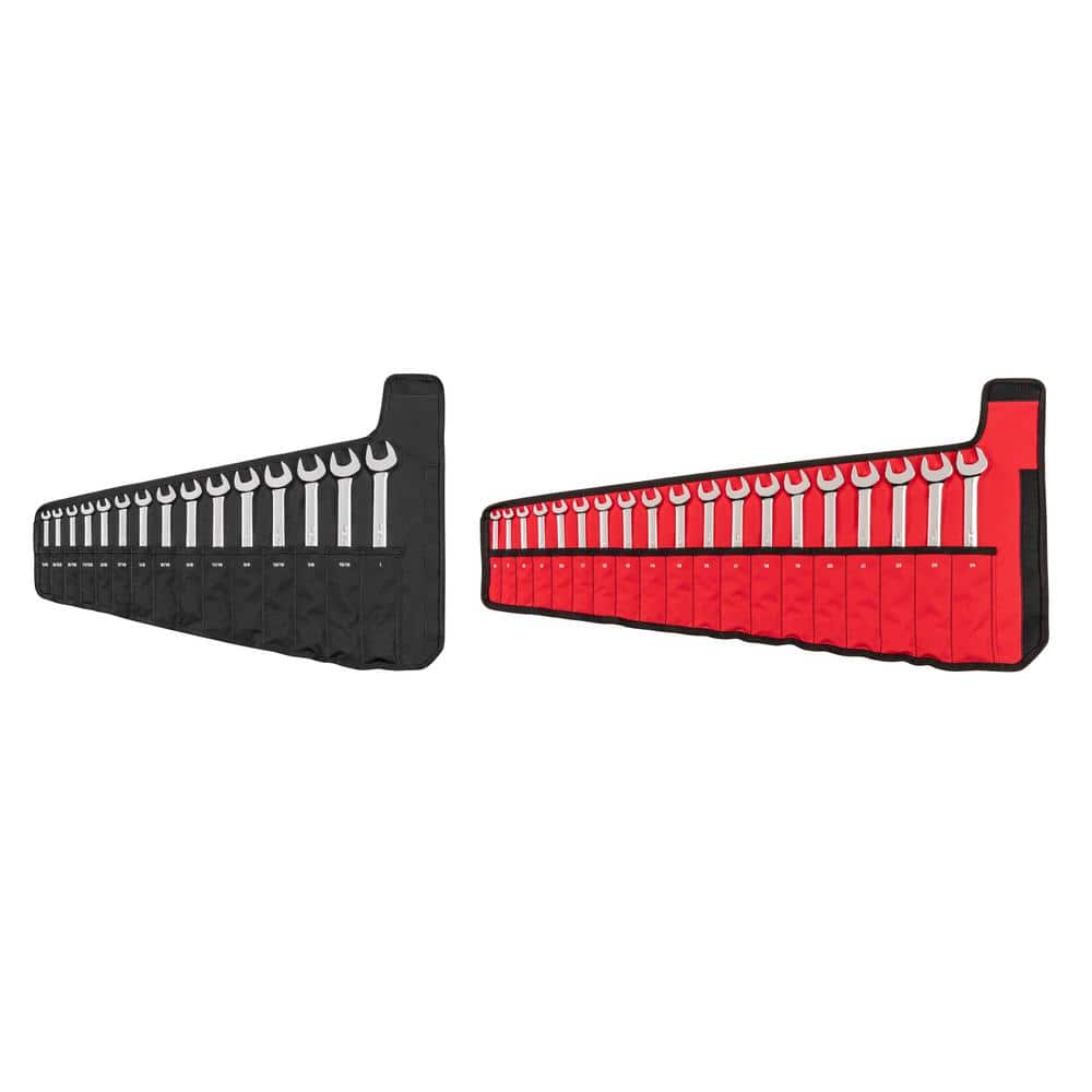 TEKTON 1/41 in., 624 mm Combination Wrench Set with Pouch (34Piece) WCB94302 The Home Depot