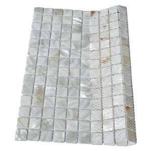 Pearl White 12 in. x 12 in. Square Glossy Natural Seashell (1 sq.ft./Piece)