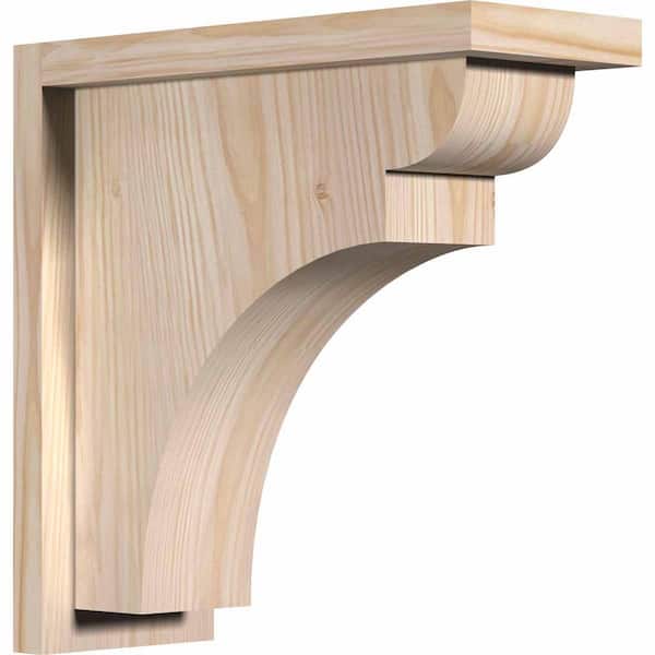 Ekena Millwork 5-1/2 in. x 14 in. x 14 in. Douglas Fir Yorktown Smooth Corbel with Backplate