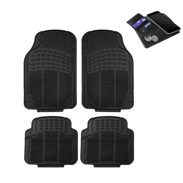 FH Group Black 4 Piece Heavy-duty Rubber Car Floor Mats - Front 26 x 18,  Rear 13 x 15.5 inches Full Set DMF11305BLACK - The Home Depot