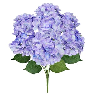 20 in. Deluxe Natural-Look Periwinkle Artificial Hydrangea Flower Stem Bush Bouquet (Set of 2)