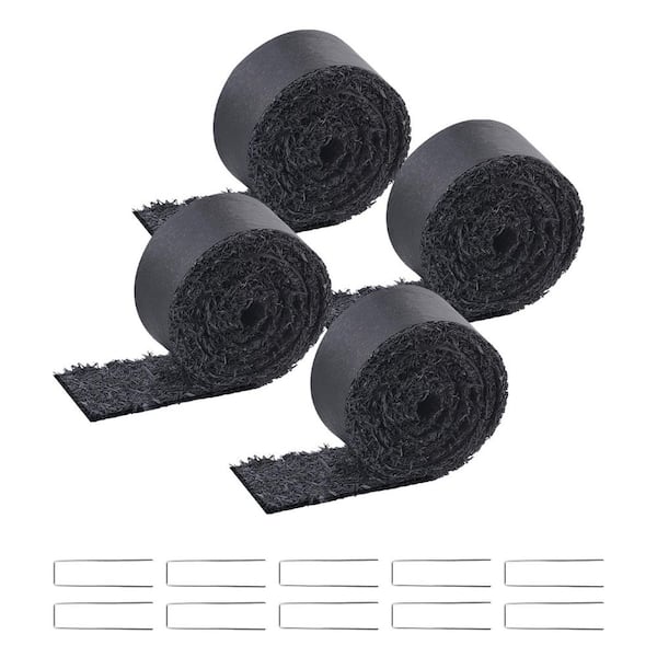 Recycled Rubber Mulch for Landscaping-4 Rolls, 120 x 4.5 in. Natural Black, Enhances Gardens, Prevents Weeds Mud