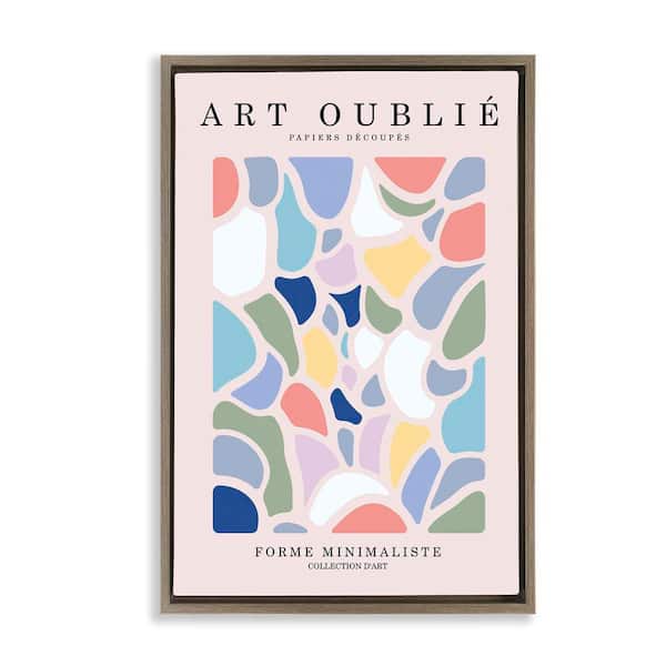 Stupell Industries Stained Glass Style Shapes by Incado Brown Floater Frame Abstract Graphic Art Print 25 in. x 17 in.