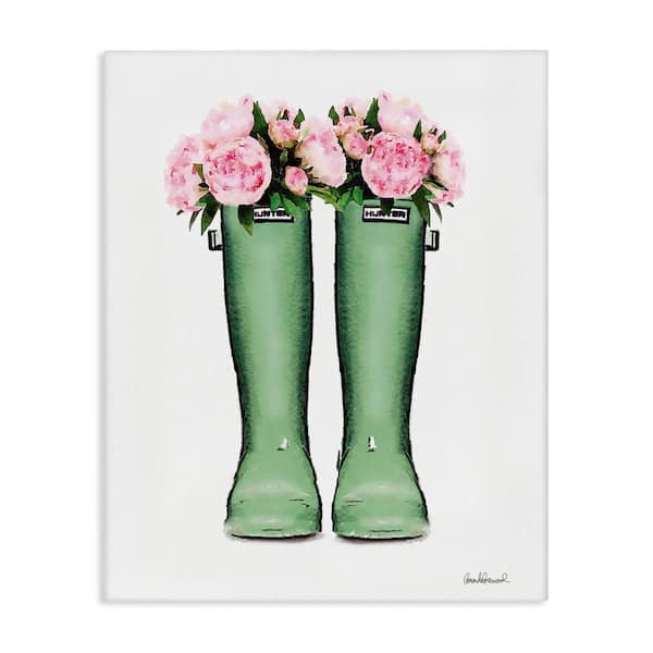 Stupell Industries Country Boots with Peonies by Amanda Greenwood Unframed Nature Graphic Art Print 40 in. x 30 in.