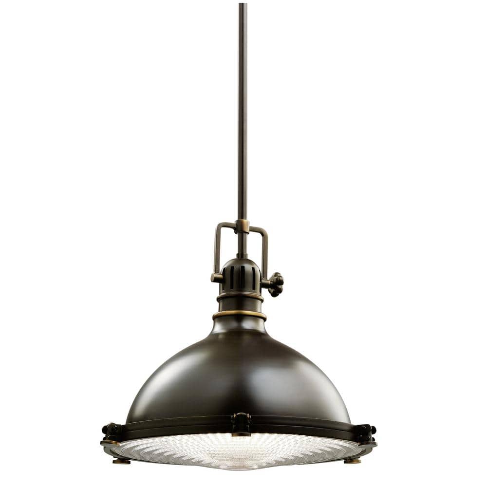 KICHLER Hatteras Bay 12 in. 1-Light Olde Bronze Vintage Industrial Shaded  Kitchen Pendant Hanging Light with Metal Shade 2666OZ The Home Depot