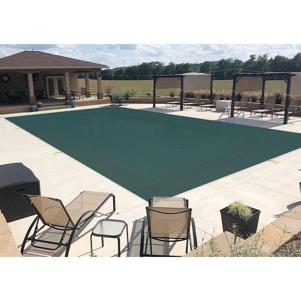18 ft. x 36 ft. Rectangular Green in Ground Pool Safety Cover with Adjustable Strap