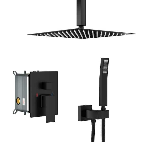 Miscool Norwood Waterfall Single-Handle 1-Spray High Pressure Shower Faucet in Matte Black (Valve Included)