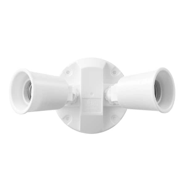 PAR White Switch Activated Wired Outdoor 2-Head Security Flood Light