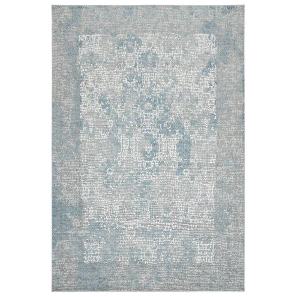 2 ft. x 3 ft. Gray Blue And Ivory Medallion Area Rug