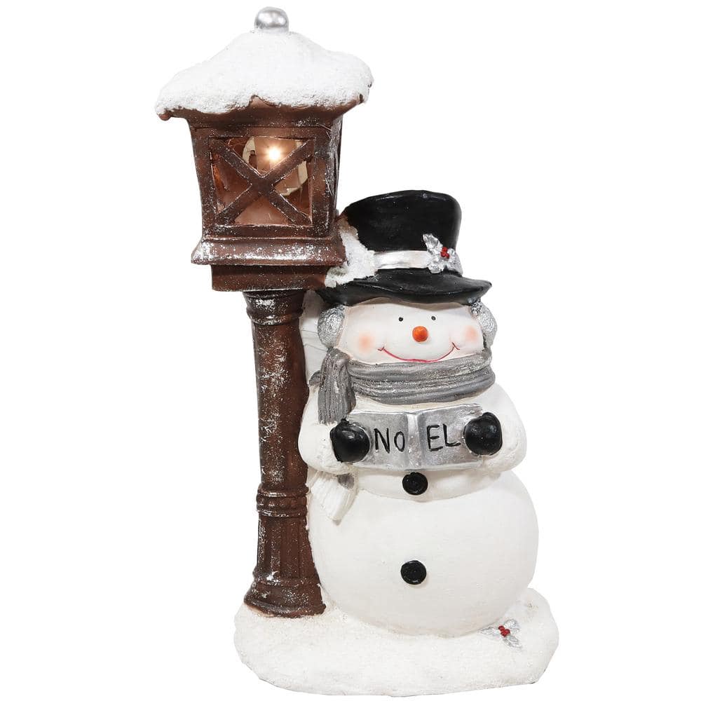 Sunnydaze Sunnydaze Jack the Frosty Snowman and Lantern Indoor Statue with  LED - 12 .5-Inch XCA-831 - The Home Depot