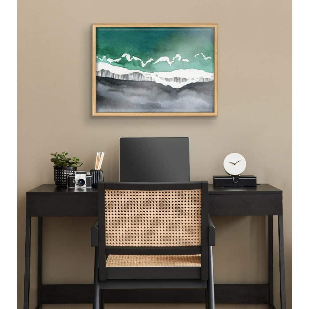 Black Sands Dream Coastal Glass Print with Natural Frame
