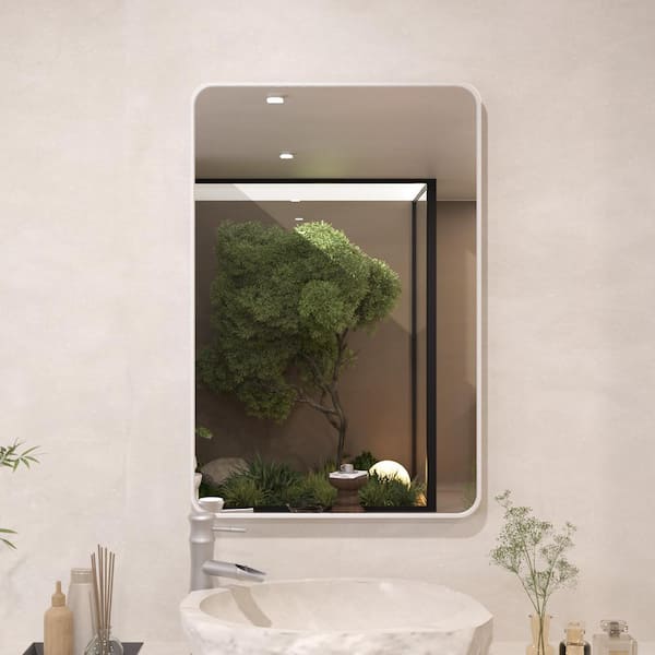 JimsMaison 24 in. W x 36 in. H Rectangular Aluminum Framed Wall Bathroom Vanity Mirror in Gun Grey