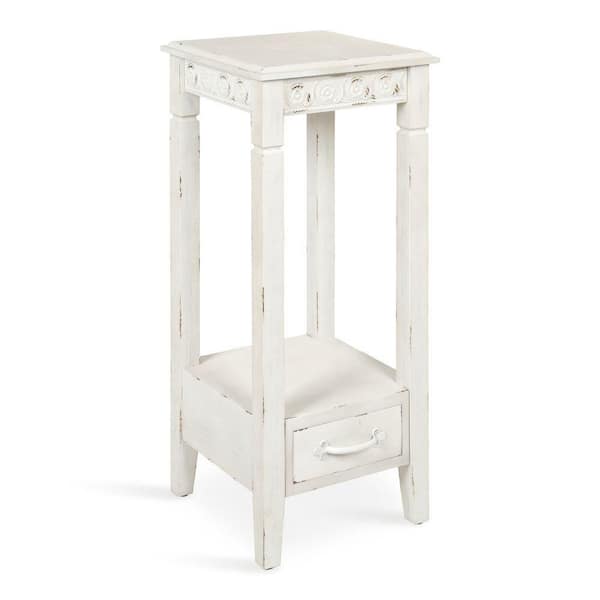 Idabelle 12 in. White Square Wood End Table