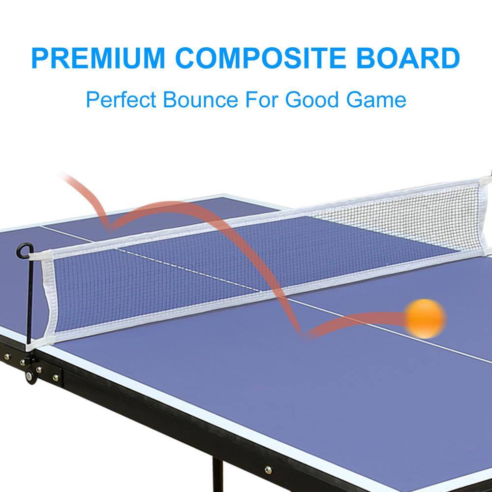 Blue Foldable Outdoor Ping Pong Table with Net and Paddles