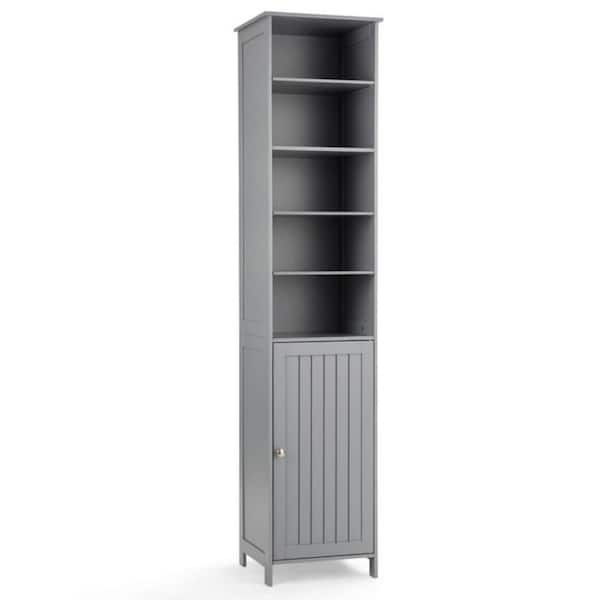 Bunpeony 16 in. W x 13.5 in. D x 72 in. H Gray Freestanding Bathroom Storage Linen Cabinet