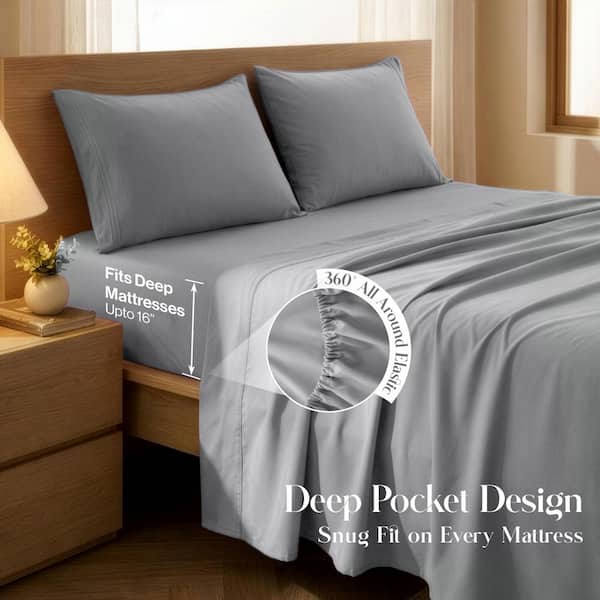 LDC LUX DECOR COLLECTION 3-Piece Dark Gray Solid Color Microfiber