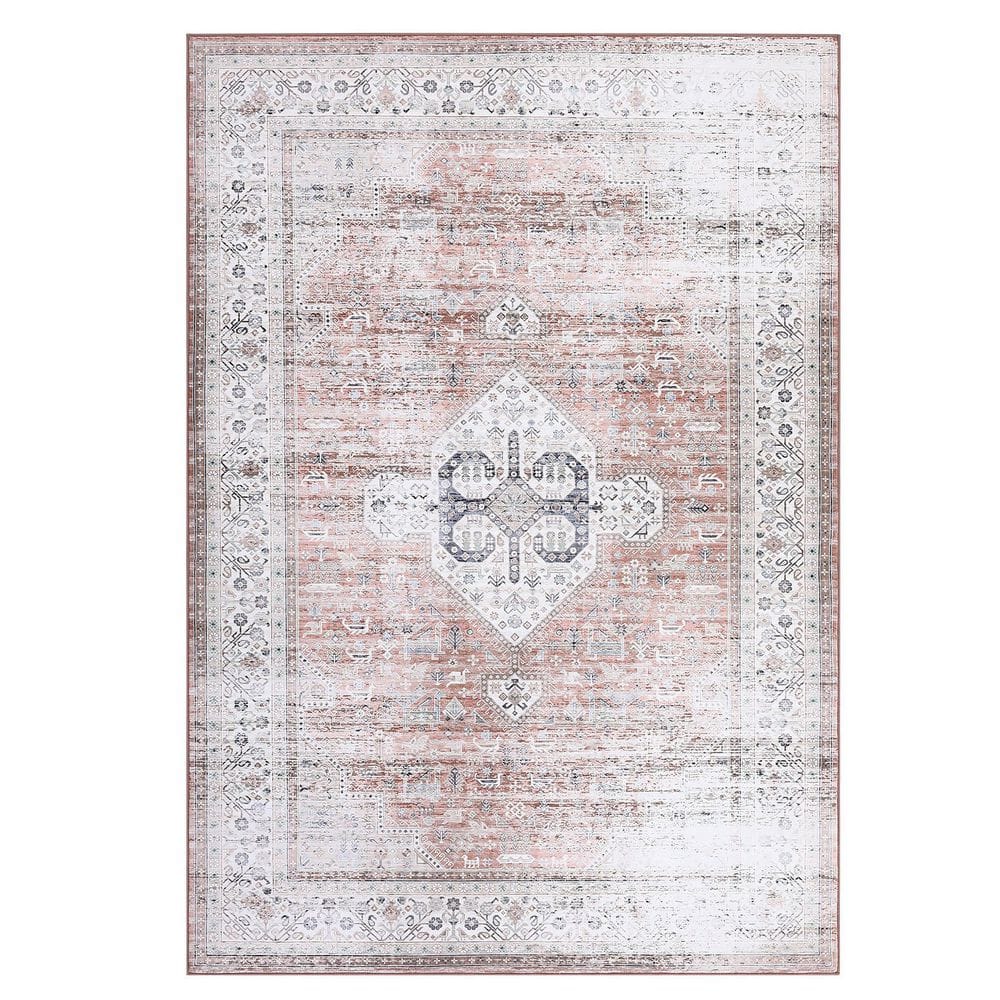 Machine Washable Carpet Retro Print Rug Anti-fouling and Anti-slip for Bedroom Living Room Office Light Orange，5*7ft price history on PriceWatchPro
