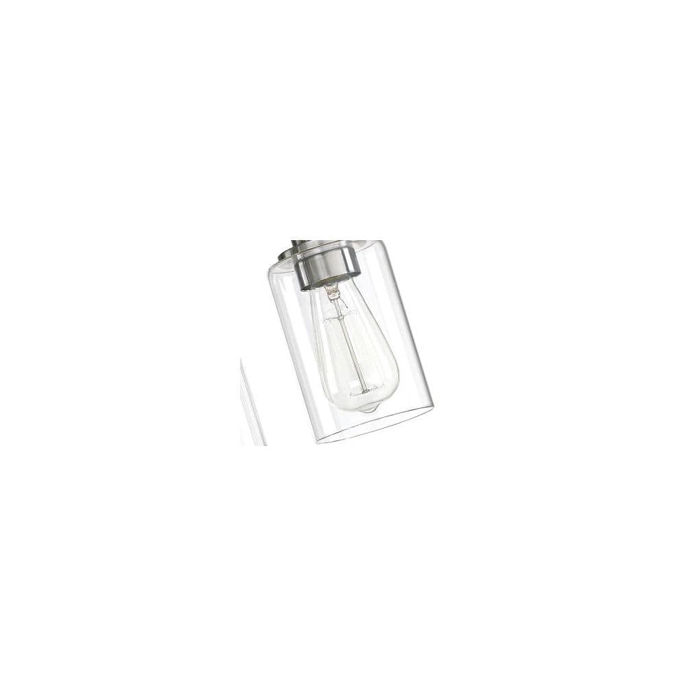 Brushed Nickel 3-Light Modern Bathroom Vanity Light with Clear Glass Shades