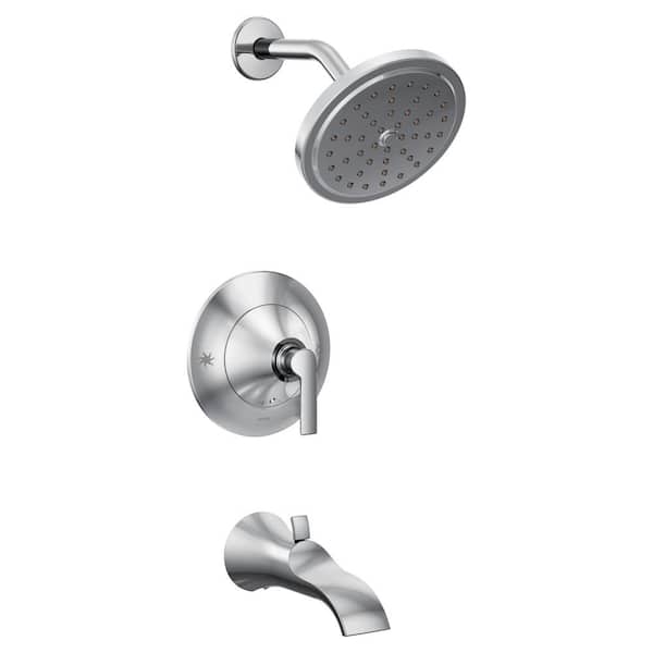 MOEN Doux Posi-Temp 1-Handle Tub and Shower Faucet Trim Kit in Chrome Valve Not Included