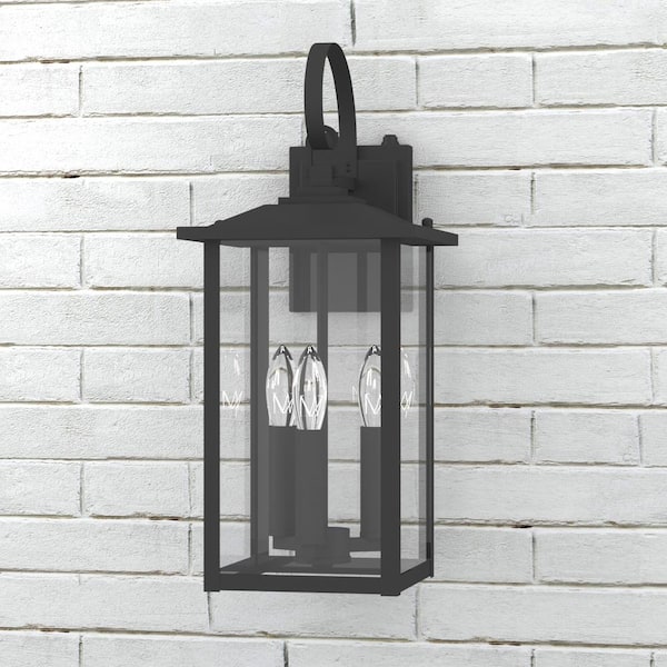 Maxax Hawaii 19.88 In. H 3-Bulb Black Hardwired Outdoor Wall Lantern ...