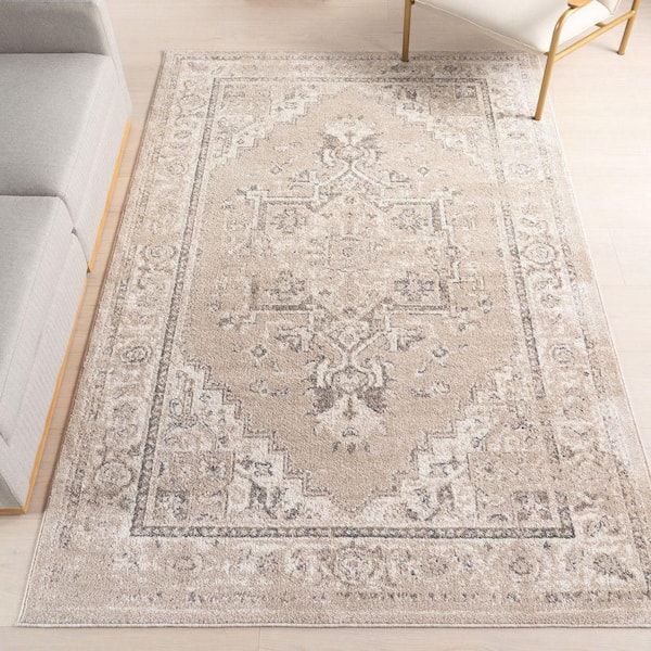 Harley Vintage Medallion Ivory 8 ft. x 10 ft. Indoor Area Rug